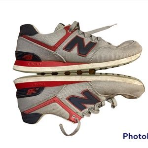 New Balance 574 Size 10 Gray Red Blue